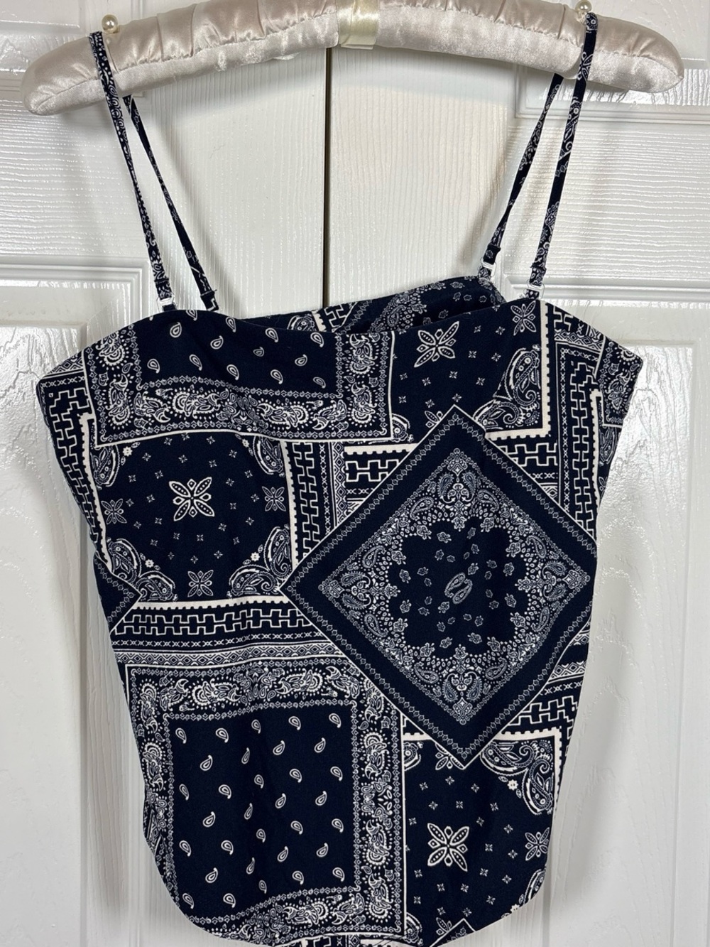 No Boundaries Navy and White Bandana Print Tank